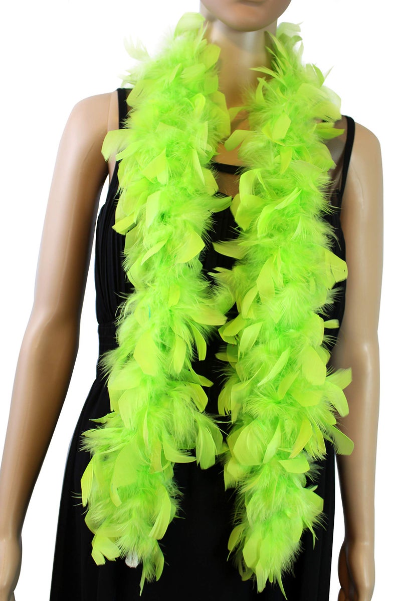 Flydreamfeathers 25 Gram, 4 Feet Long Chandelle Feather Boa, Great for Party, Wedding, Halloween Costume, Christmas Tree, Decoration (Chartreuse) - Image 1